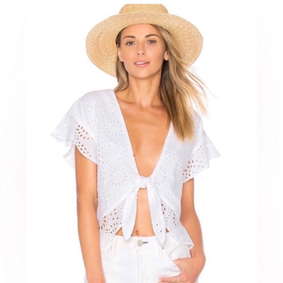 TULAROSA X REVOLVE | WINNIE WHITE EYELET BLOUSE XL - Picture 1 of 7